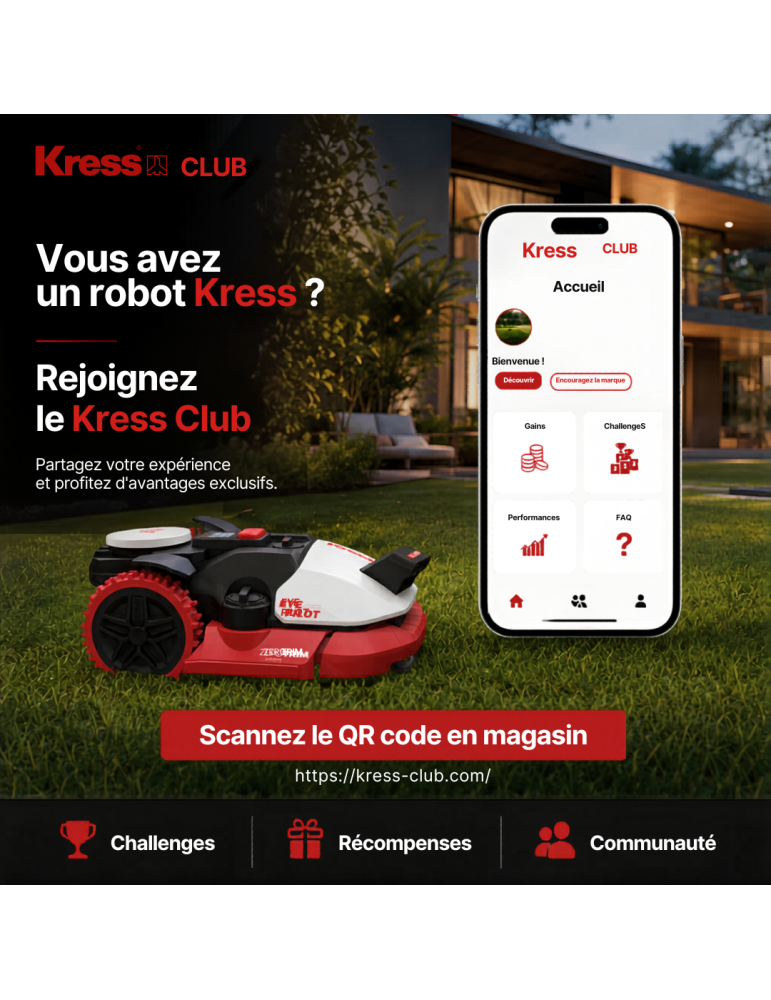 Tondeuse robot sans fil Kress KR261ES - 1000m² - BEAUCAMP MOTOCULTURE