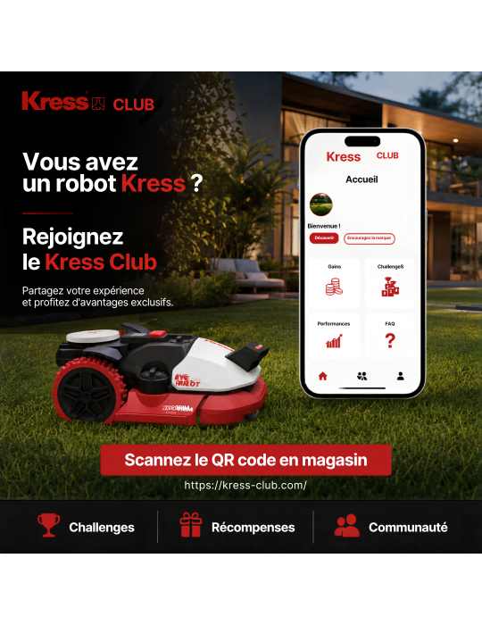 Tondeuse robot sans fil Kress 4x4 KR280 - 800m² - BEAUCAMP MOTOCULTURE